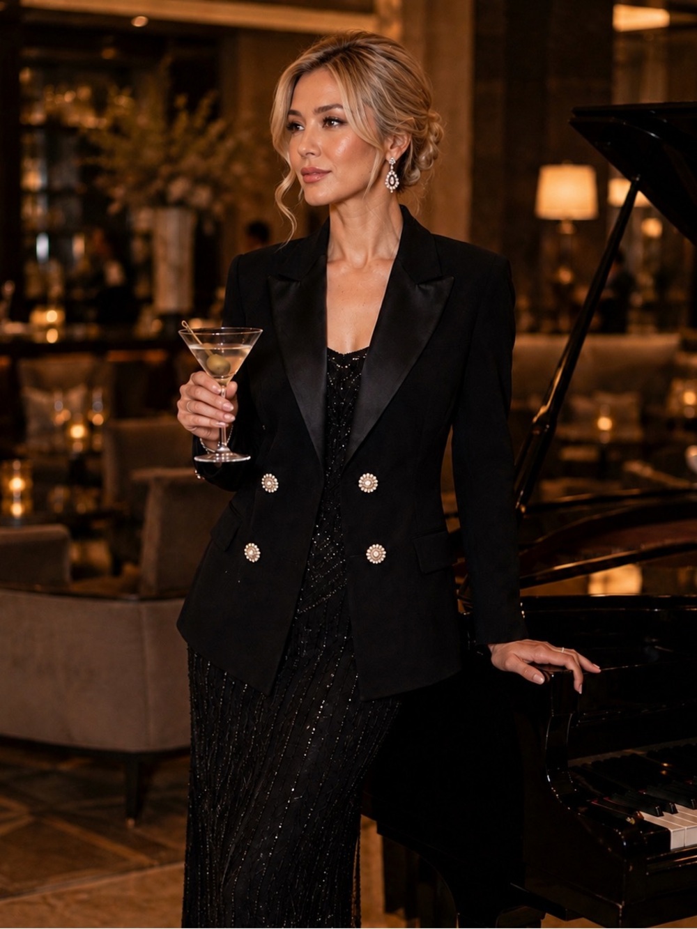 St John Evening Black Tuxedo Knit Blazer ~ Sz 6 🖤 - Picture 2 of 9